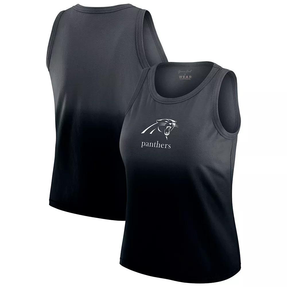 Women's WEAR by Erin Andrews x Gracie Hunt Black Carolina Panthers Ombre Tank Top, Size: 2XL Product Image