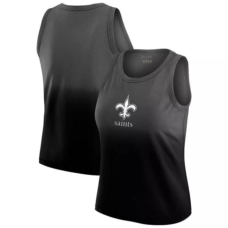 Women's WEAR by Erin Andrews x Gracie Hunt Black Carolina Panthers Ombre Tank Top, Size: 2XL Product Image