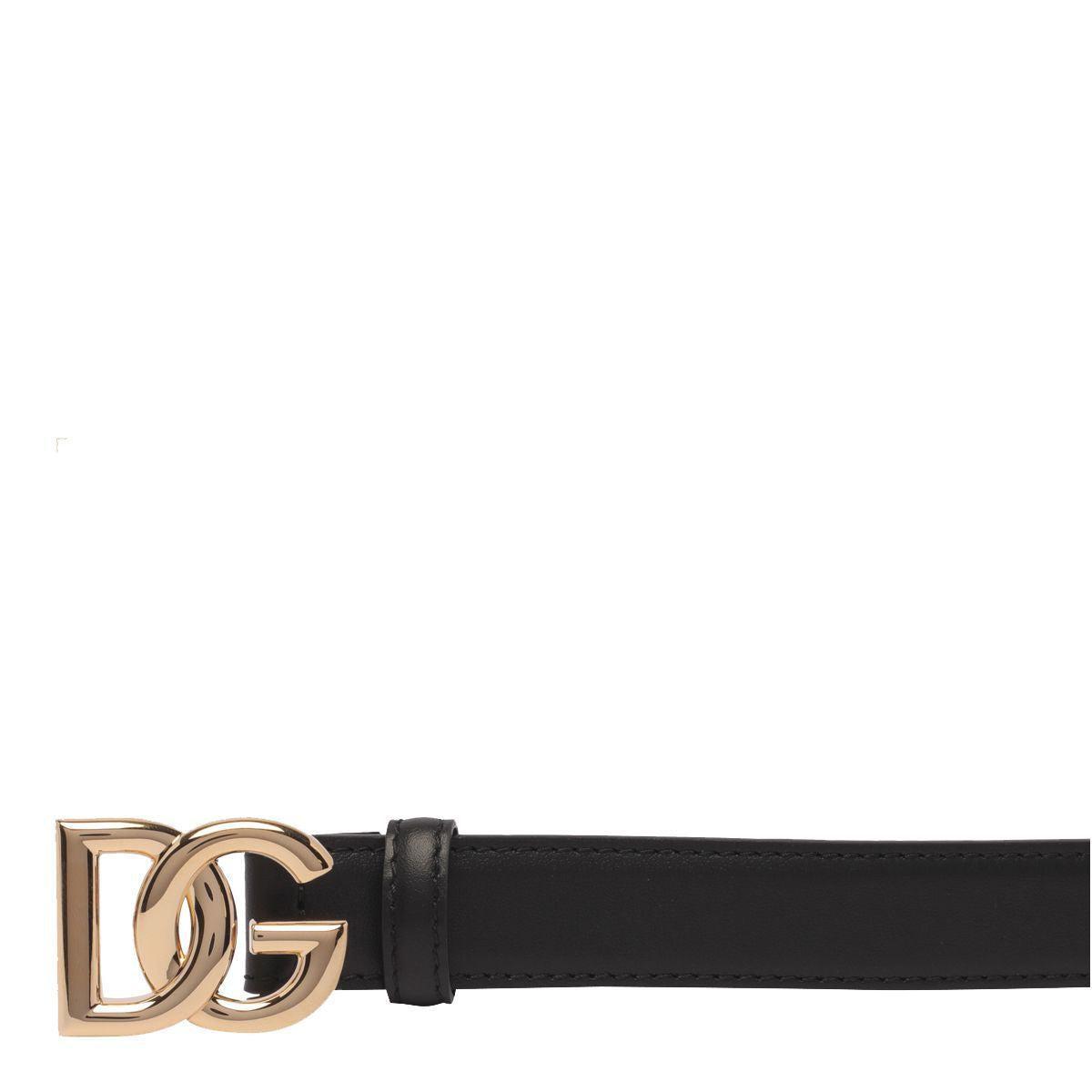 DOLCE & GABBANA Dg Logo Leather Belt In Black Product Image