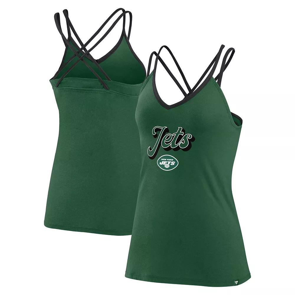 Women's Fanatics Branded Green New York Jets Go For It Strappy Crossback Tank Top, Size: 2XL Product Image