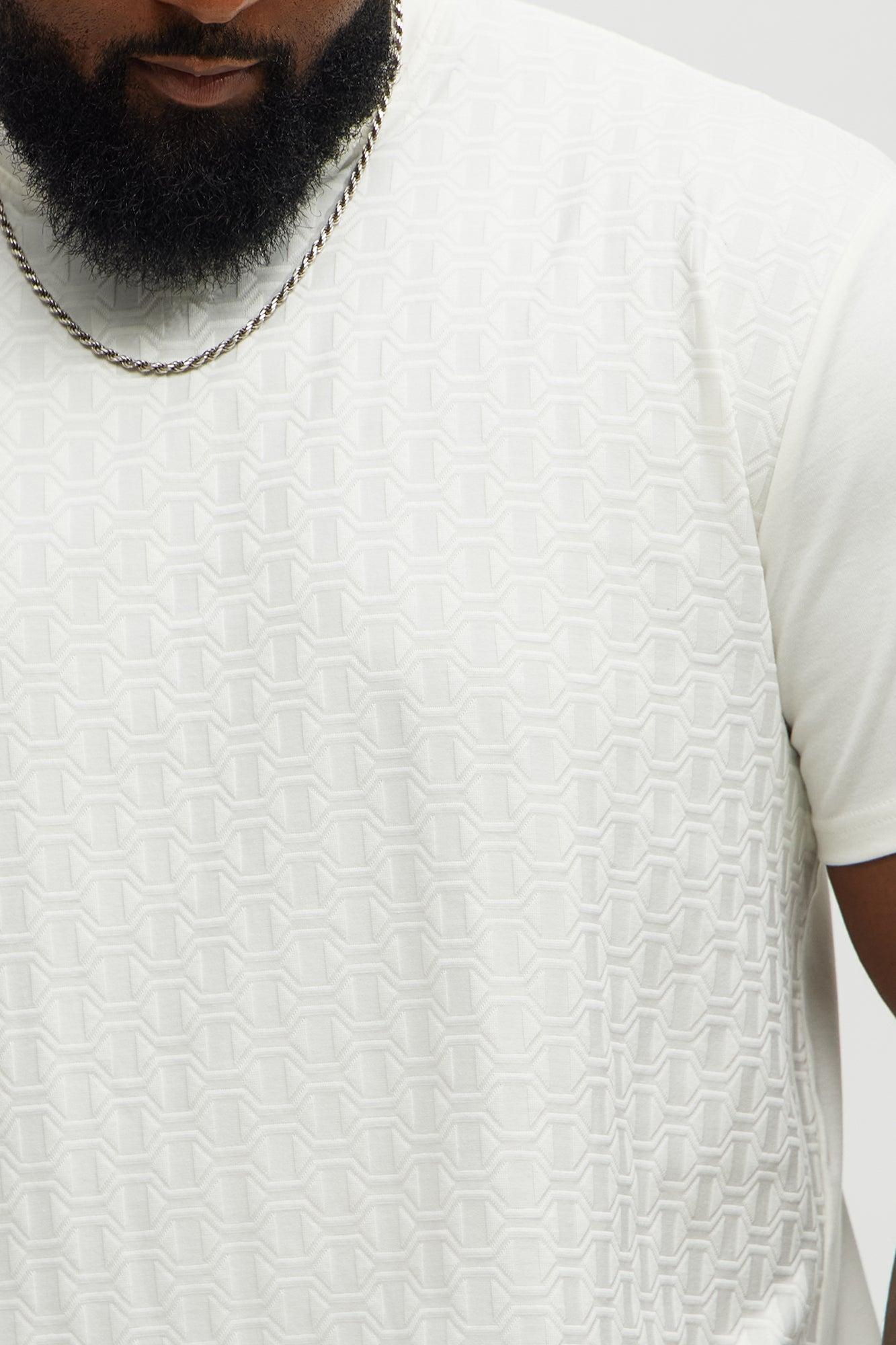 Textured Geometric Short Sleeve Tee - Off White Product Image