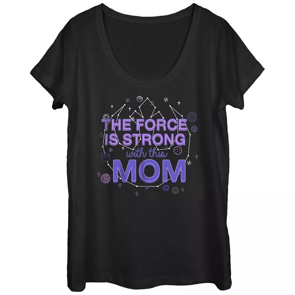 Juniors' Star Wars The Force Is Strong With This Mom Rebel Logo Scoop Neck Graphic Tee, Girl's, Size: Small, Black Product Image