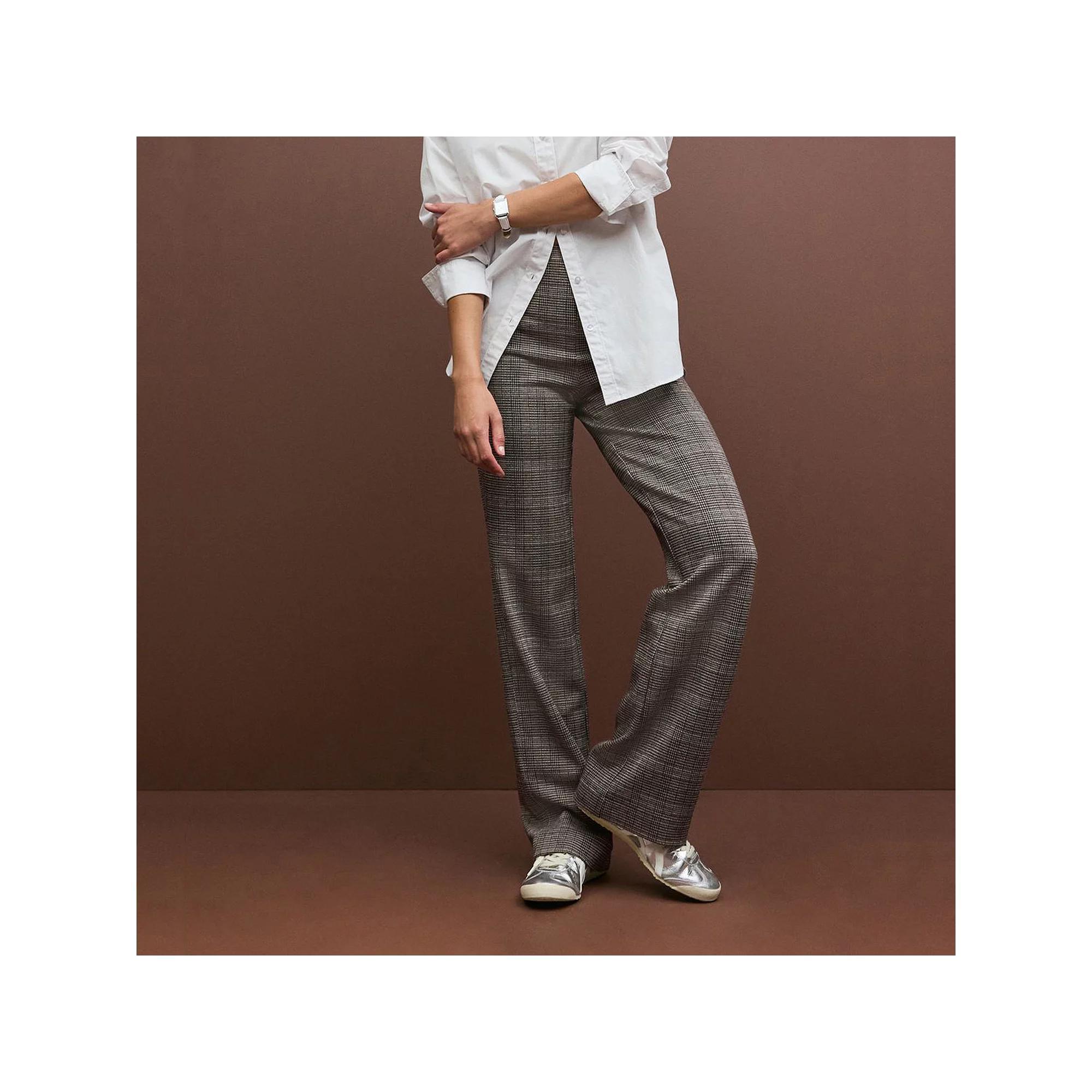 Women's NEXT Check Wide Leg Pant, Size: 10 REG, Neutral Product Image