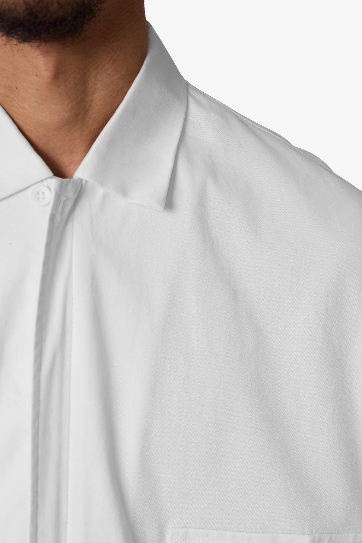 Oversized Cotton Button Up Shirt - White Product Image