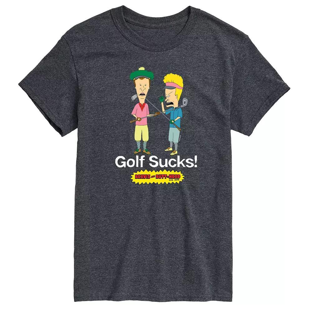 Mens Beavis & Butthead Golf Sucks Graphic Tee Blue Product Image