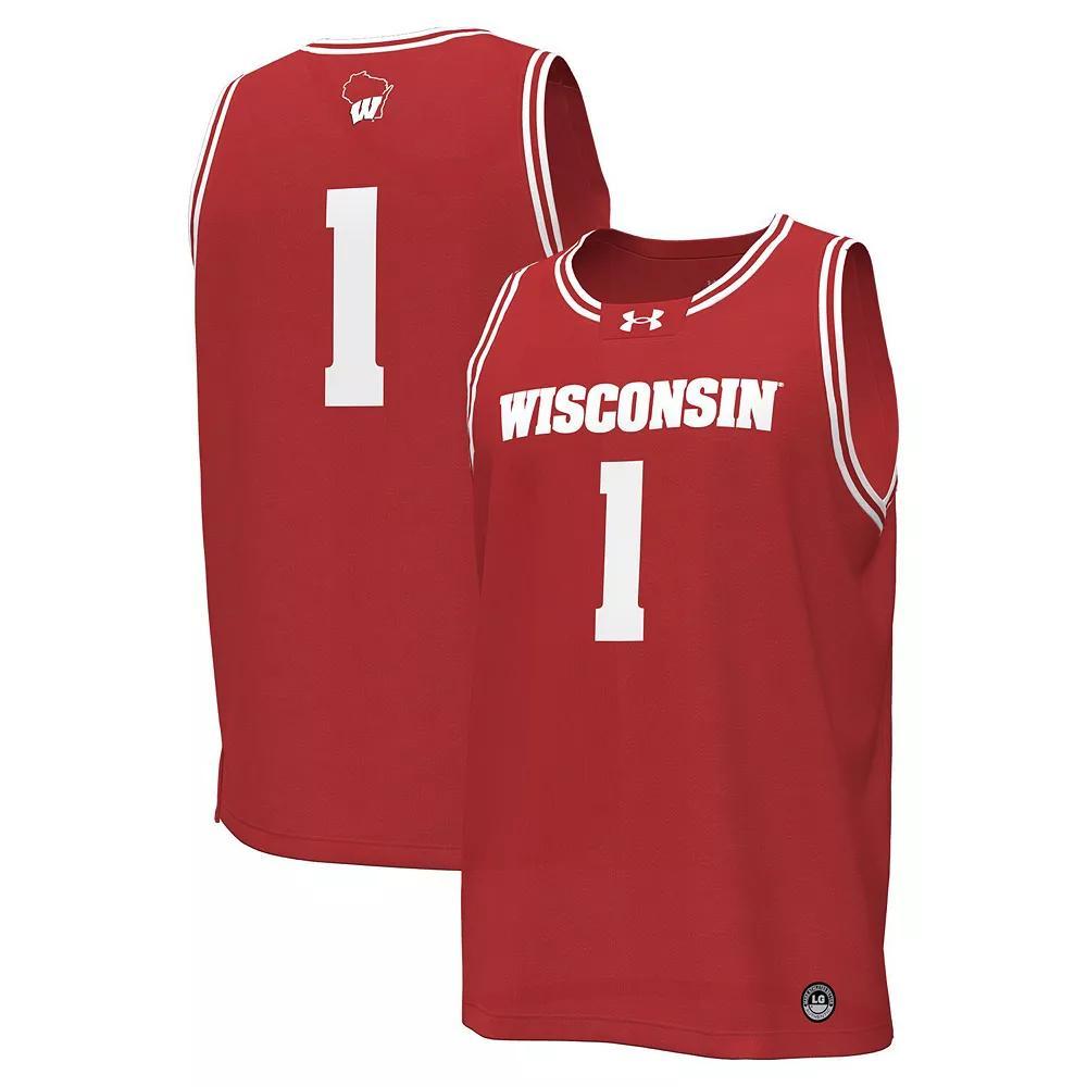 Men's Under Armour #1 Red Wisconsin Badgers Replica Basketball Jersey, Size: Small Product Image