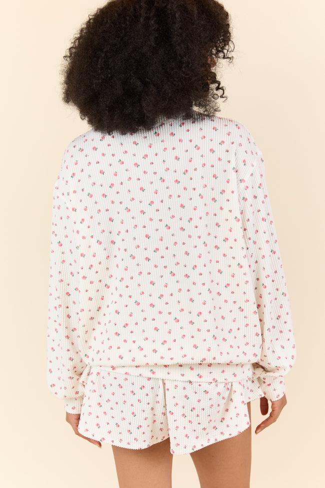 Just Focus Ivory Florette Long Sleeve Shirt FINAL SALE Product Image