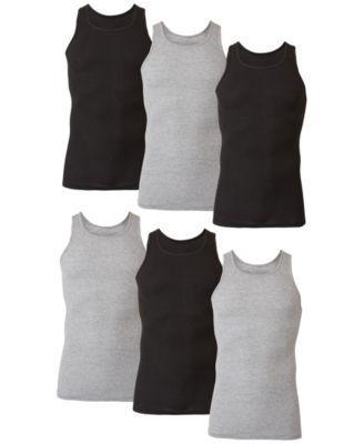 Hanes Ultimate 6-Pack Men's ComfortSoft Black/Grey Tank Undershirt, Size: XL, Black Gray Product Image