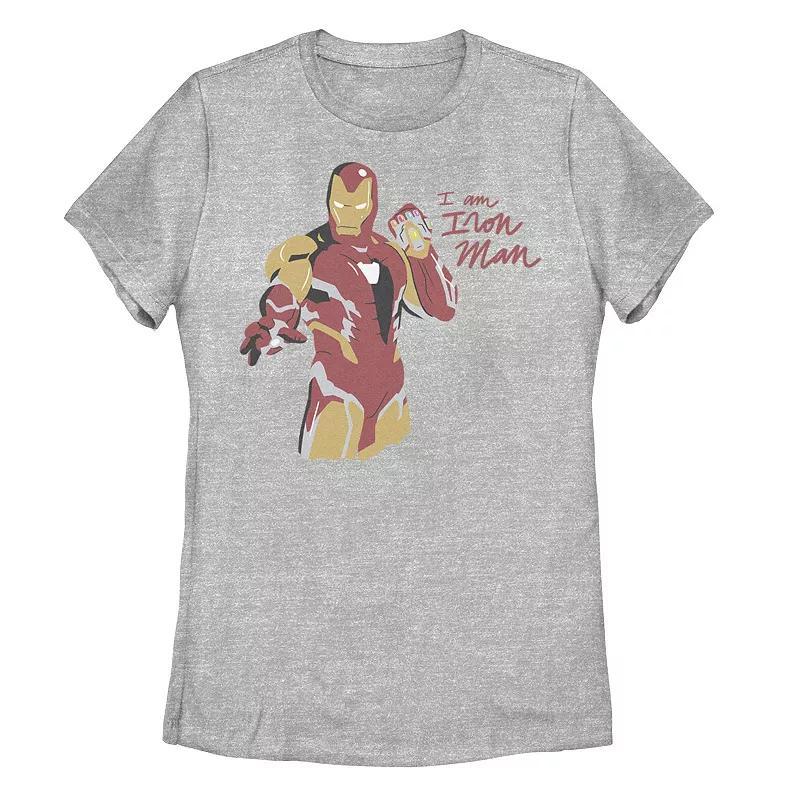 Juniors' Marvel Avengers Endgame Iron Man Scribbles Tee, Girl's, Size: Large, Athletic Grey Product Image
