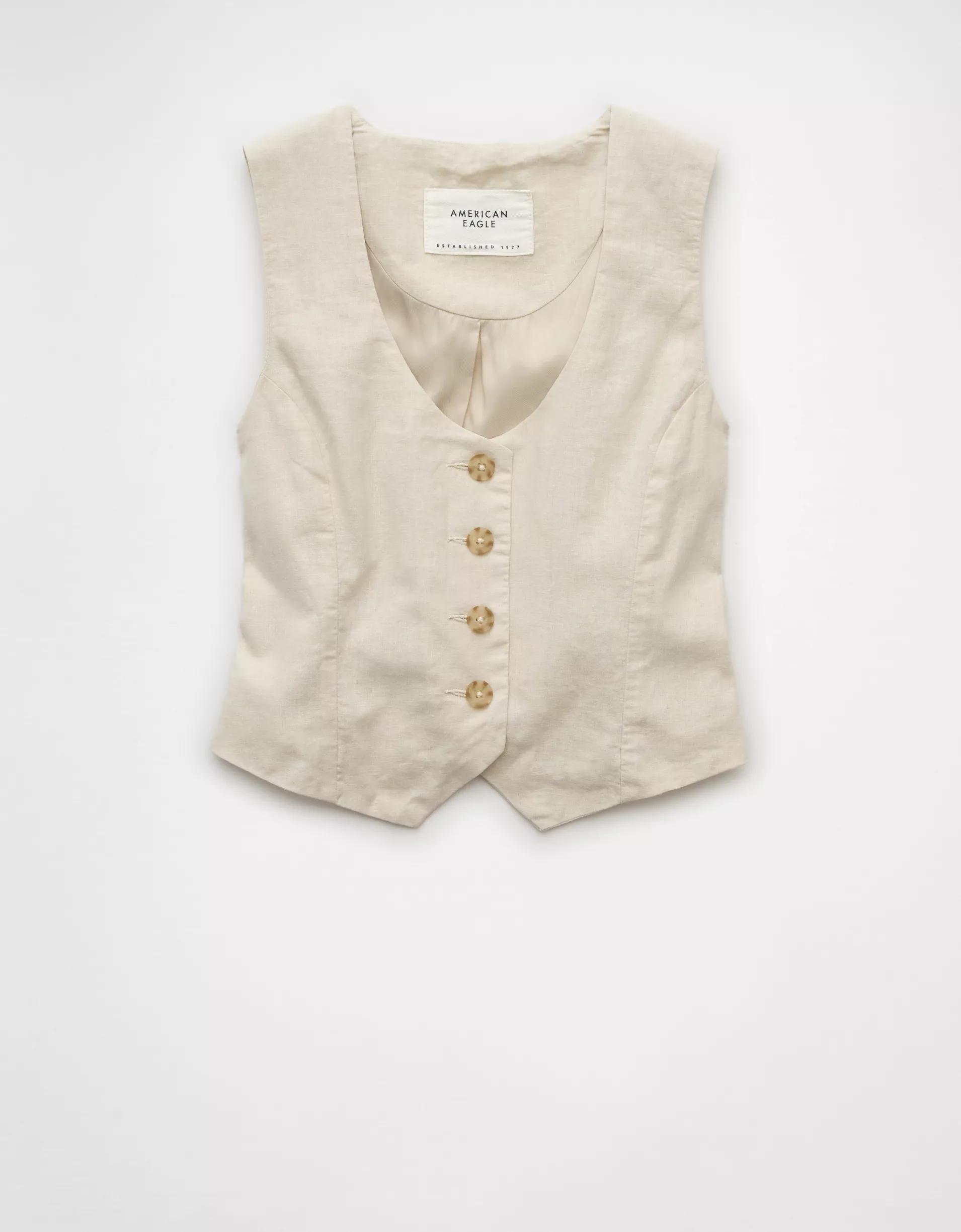 AE Linen-Blend Vest Product Image