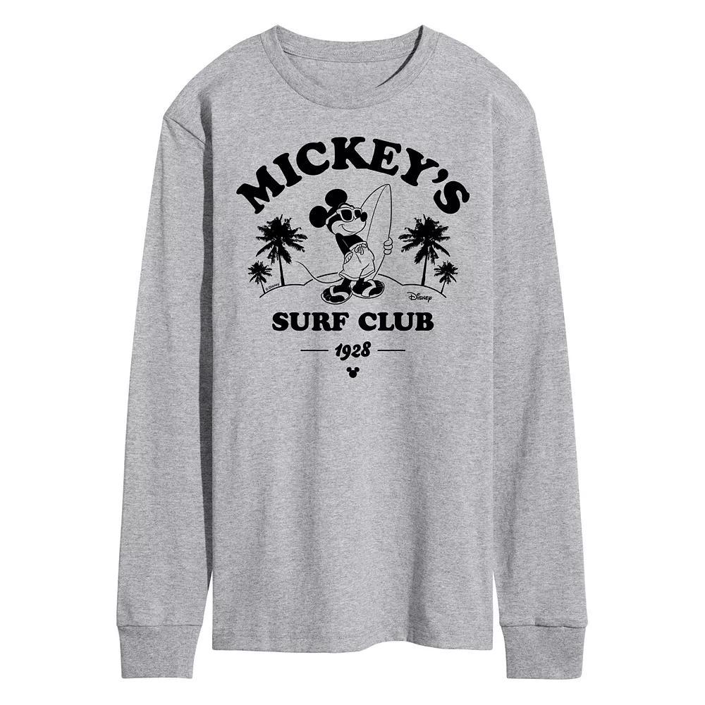 Disneys Mickeys Surf Club Mens Graphic Tee Grey Gray Product Image