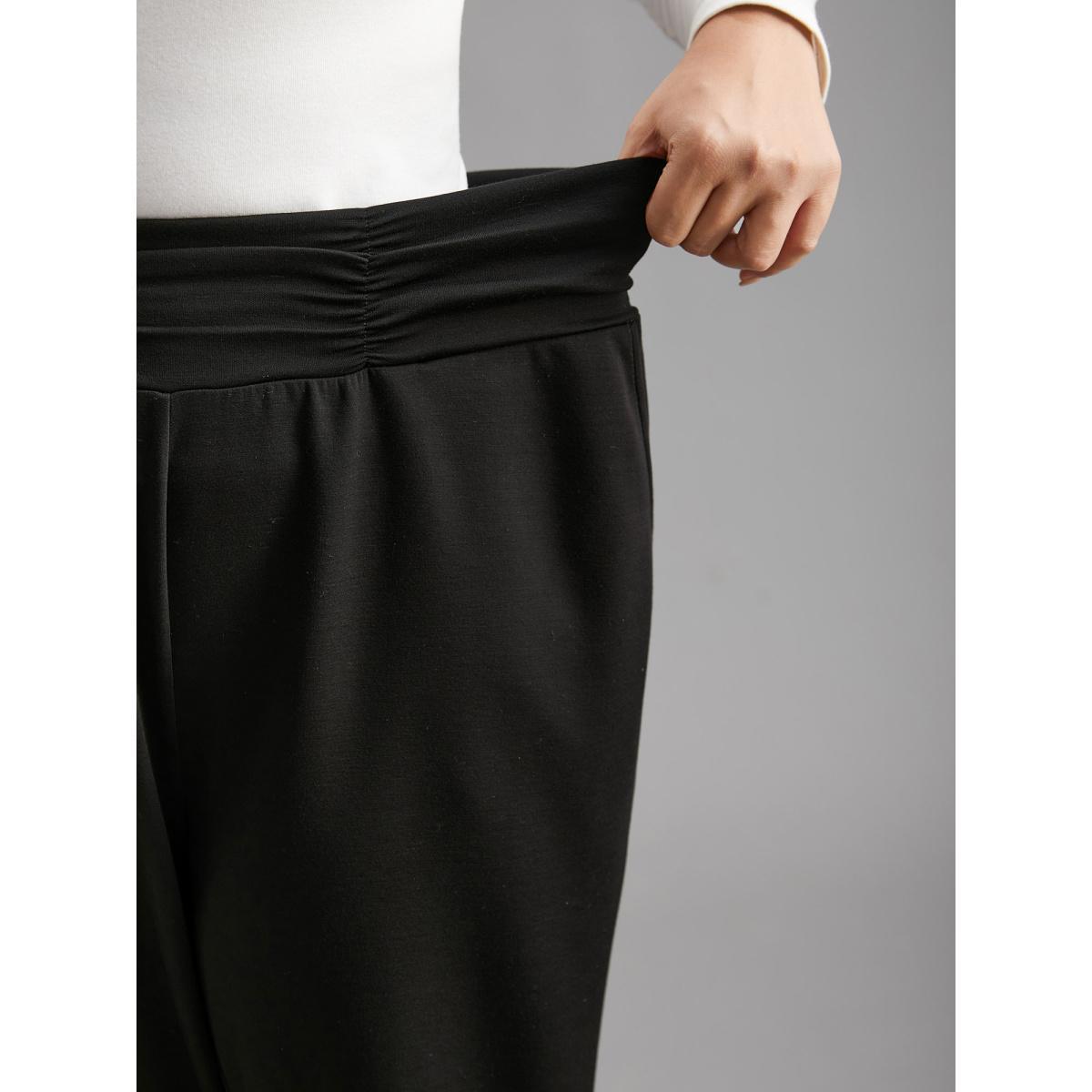 Plus Size Supersoft Essentials Elastic Waist Pockets Jogger Pants Women Black Casual Mid Rise Everyday Pants BloomChic 18-20/2X Product Image