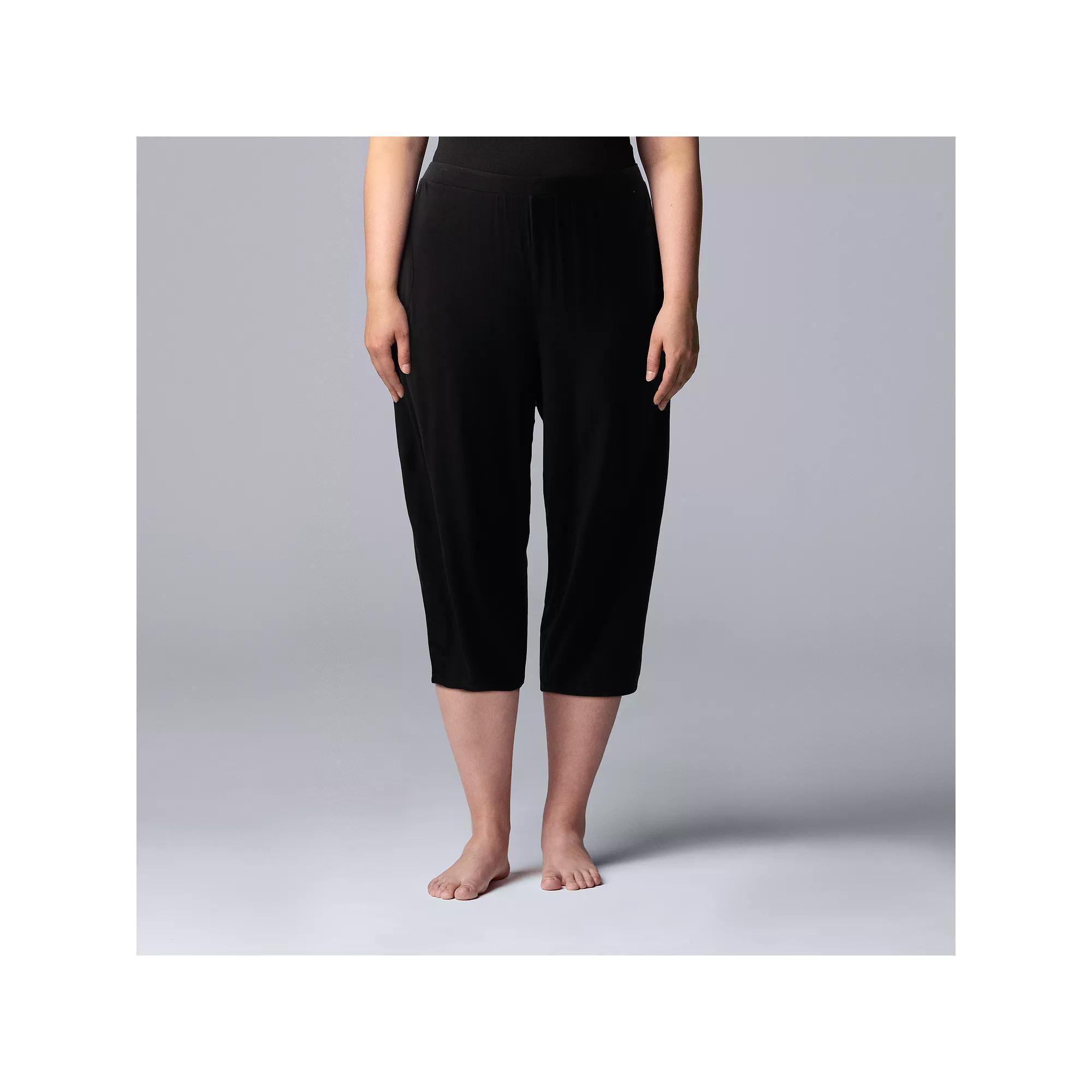 Plus Size Simply Vera Vera Wang Basic Luxury Pajama Capri Pants, Women's, Size: 3XL, Black Product Image