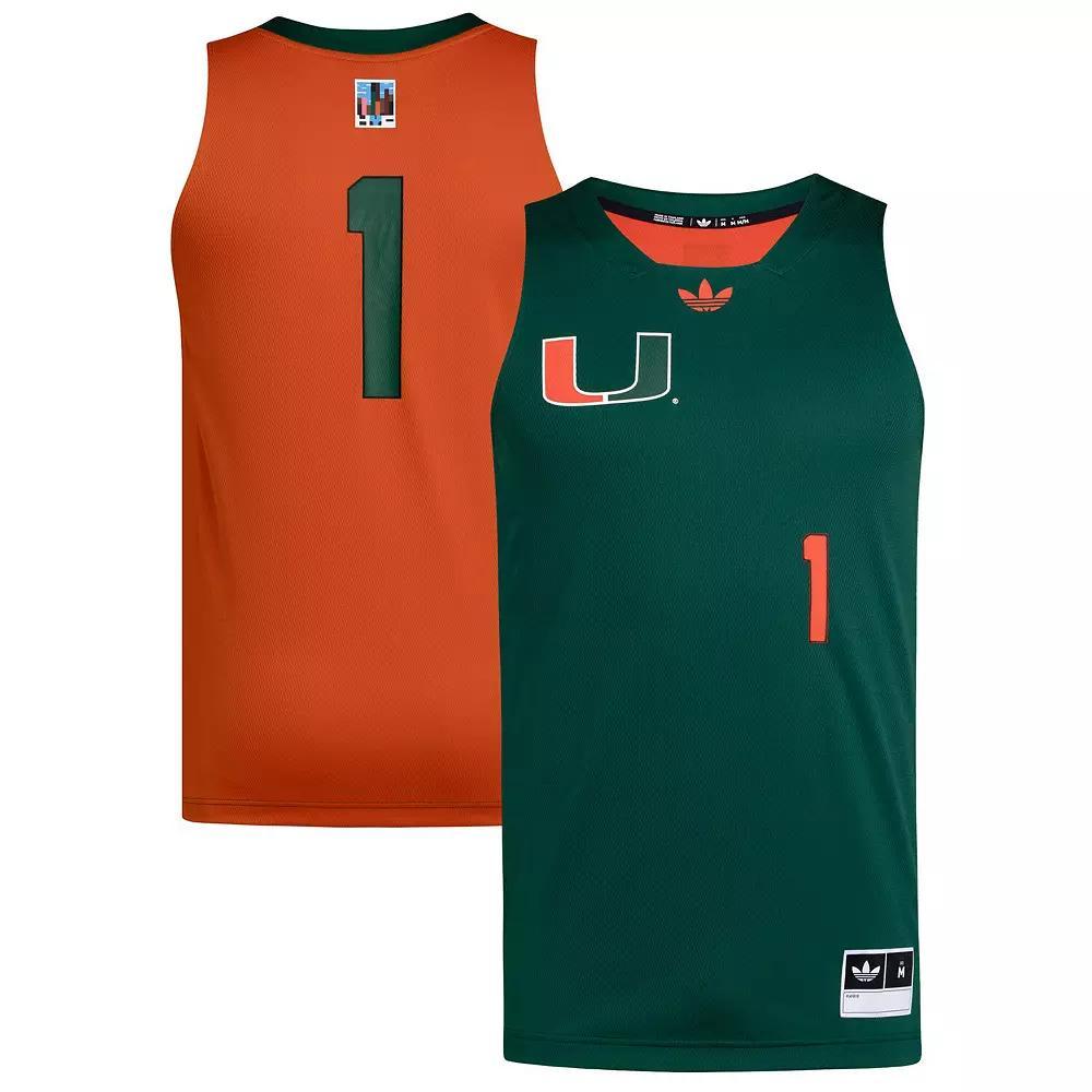 Men's adidas #1 Green/Orange Miami Hurricanes Black History Month Basketball Jersey, Size: Small Product Image
