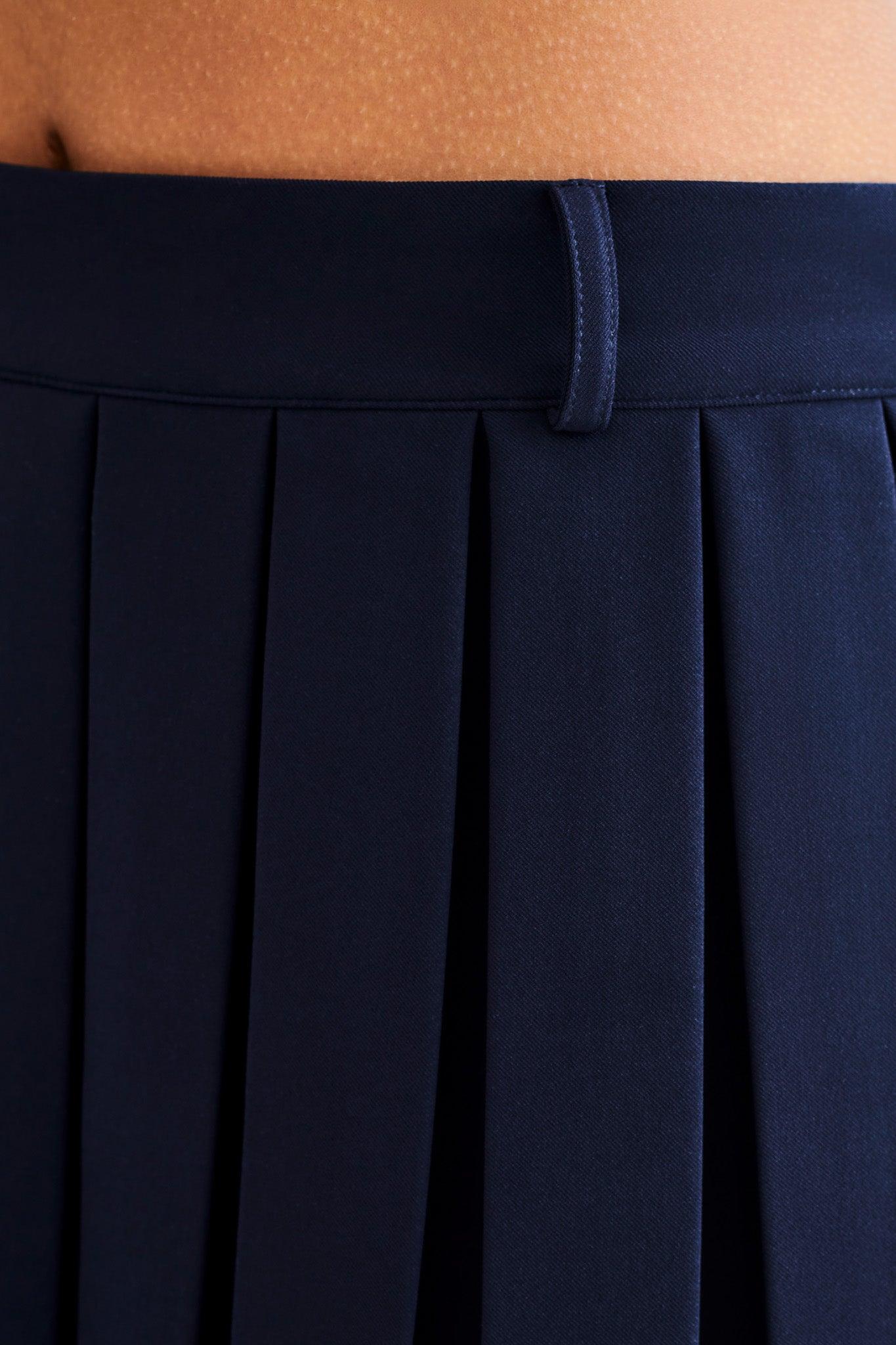 Mura Pleated Mini Skirt - Navy Product Image