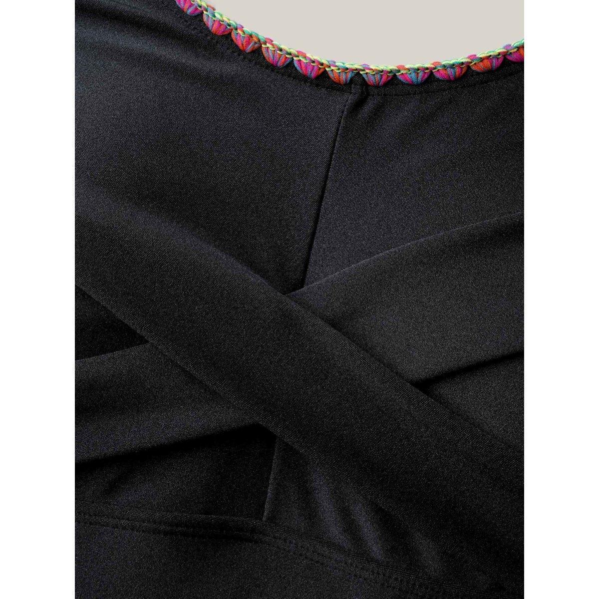 Plus Size Embroidered Twist-Front One-Piece Swimsuit Women's Swimwear Black Beach Twist Curve Bathing Suits High stretch One Pieces BloomChic 22-24/3X Product Image