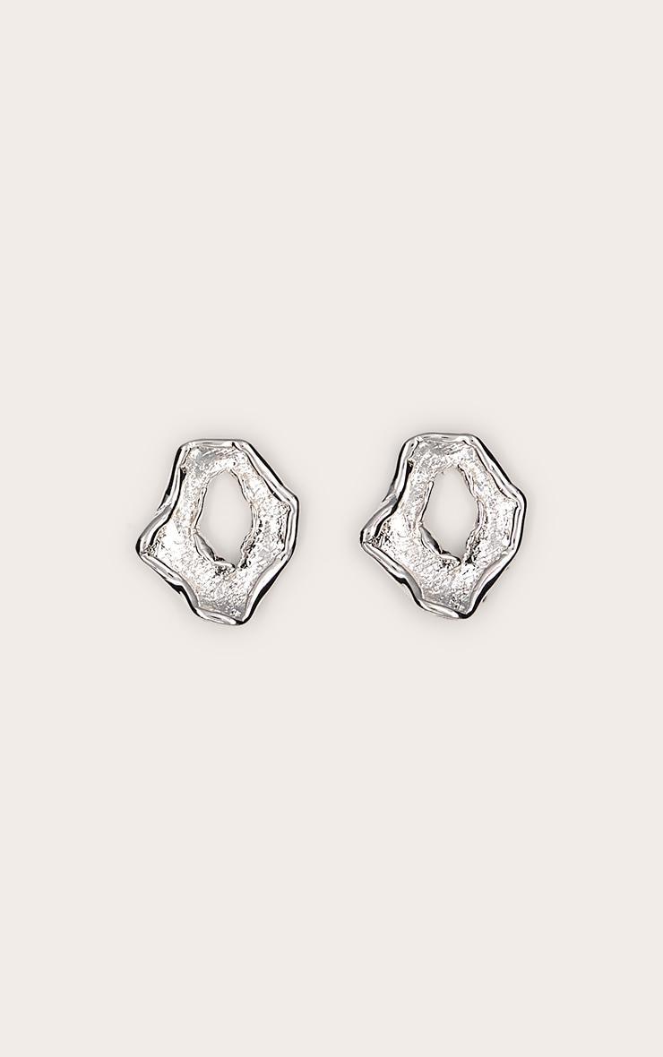 Silver Textured Abstract Circular Earrings Product Image