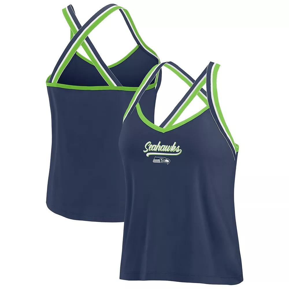 Women's WEAR by Erin Andrews Royal Indianapolis Colts Cross Strap Tri-Blend Tank Top, Size: Large, Blue Product Image