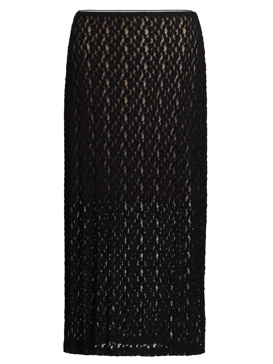 Womens Floral Lace Smocked Midi-Skirt Product Image