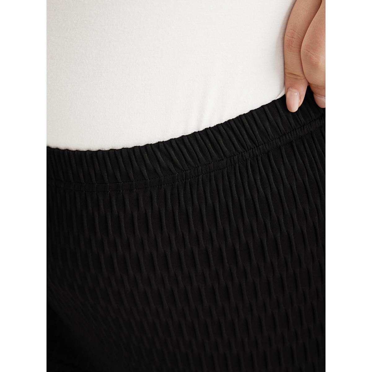 Plus Size Solid Plisse High Rise Skinny Leggings Women Black Casual High stretch Skinny High Rise Dailywear Leggings BloomChic 10/M Product Image