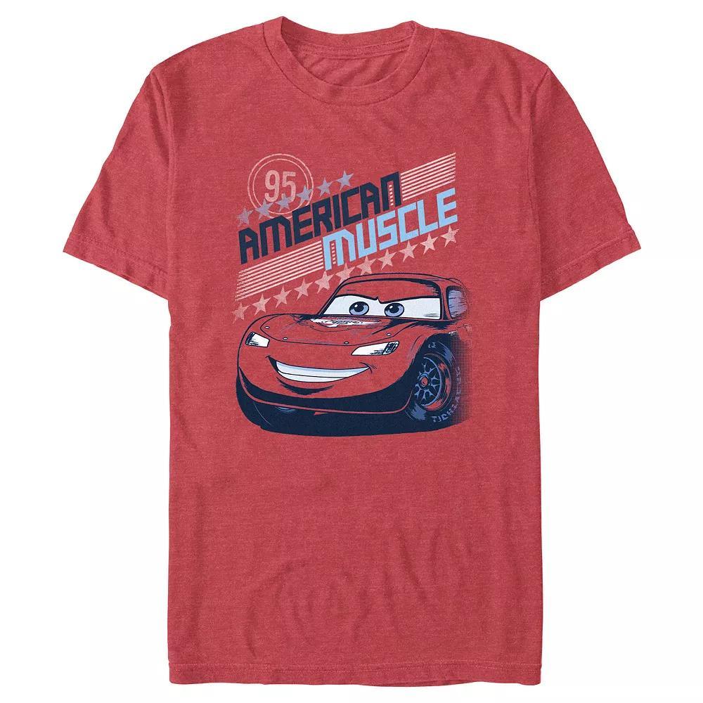 Disney / Pixar's Cars Lightning McQueen American Muscle Men's Graphic Tee, Size: Small, Red Grey Product Image