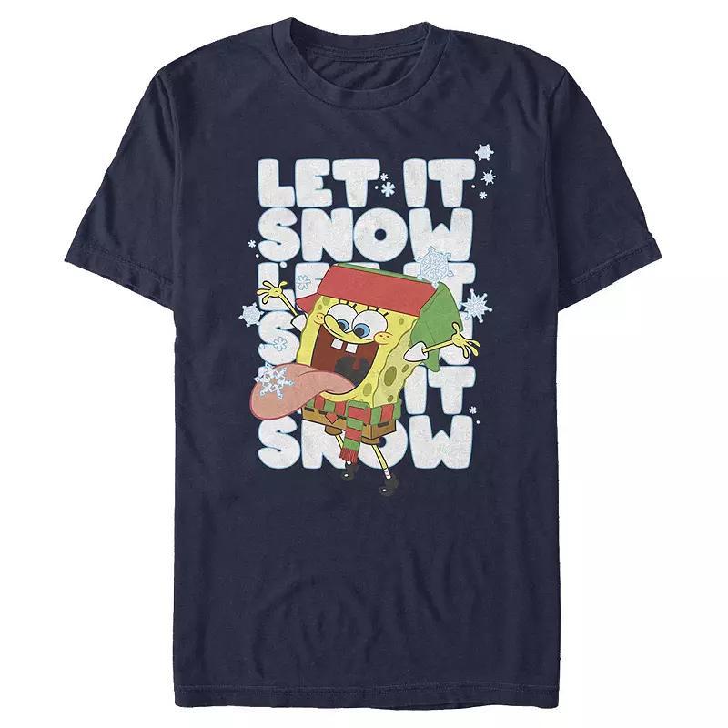 Men's Spongebob Squarepants Let It Snow Tee, Size: XXL, Red Grey Product Image