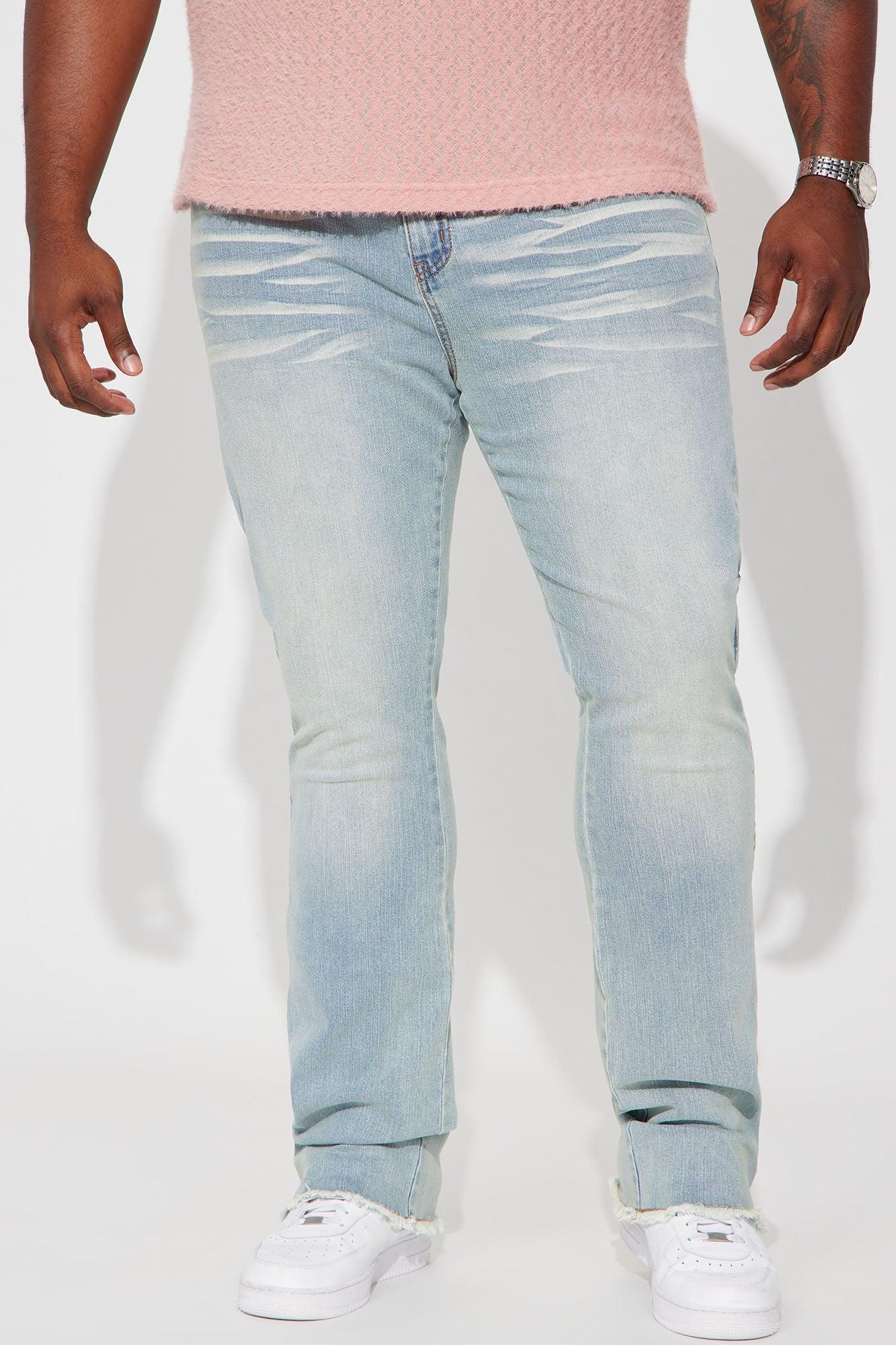 Along Side Zipper Stacked Skinny Flare Jeans - Light Blue Wash Product Image