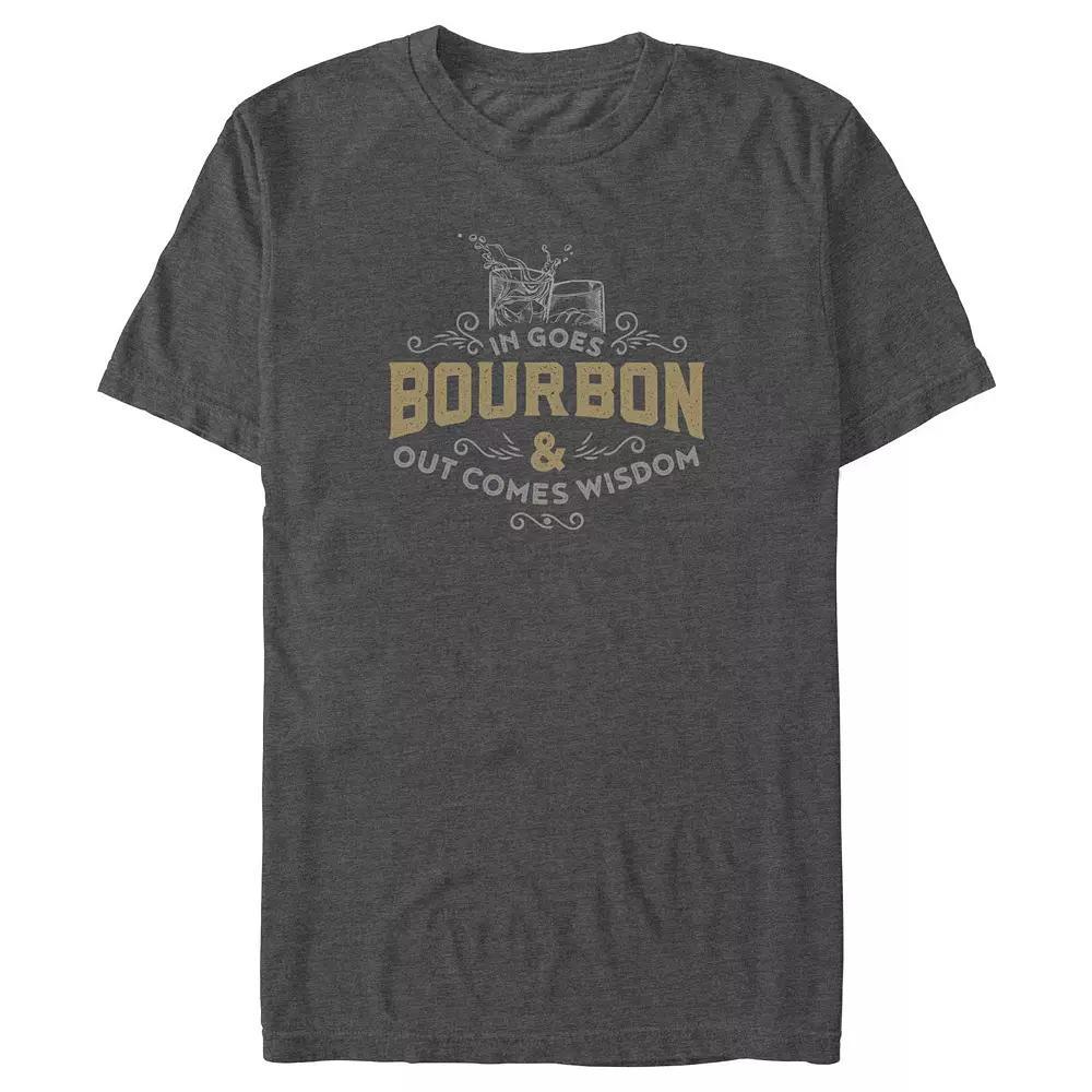 Big & Tall In Goes Bourbon And Out Comes Wisdom Graphic Tee, Men's, Size: 3XL Tall, Grey Heather Product Image