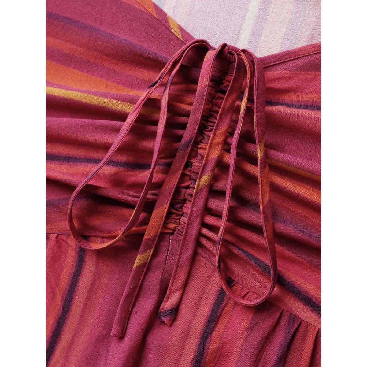 Plus Size Russet Rayon Stripe Print Stretchy Hem Cami Jumpsuit Women Sleeveless V-neck Vacation Loose Jumpsuits BloomChic 10/M Product Image