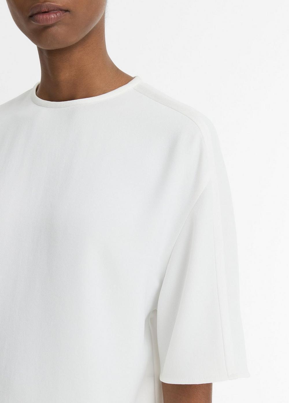 Womens Satin-Trimmed Crepe T-Shirt, Off White, Size L Vince Product Image