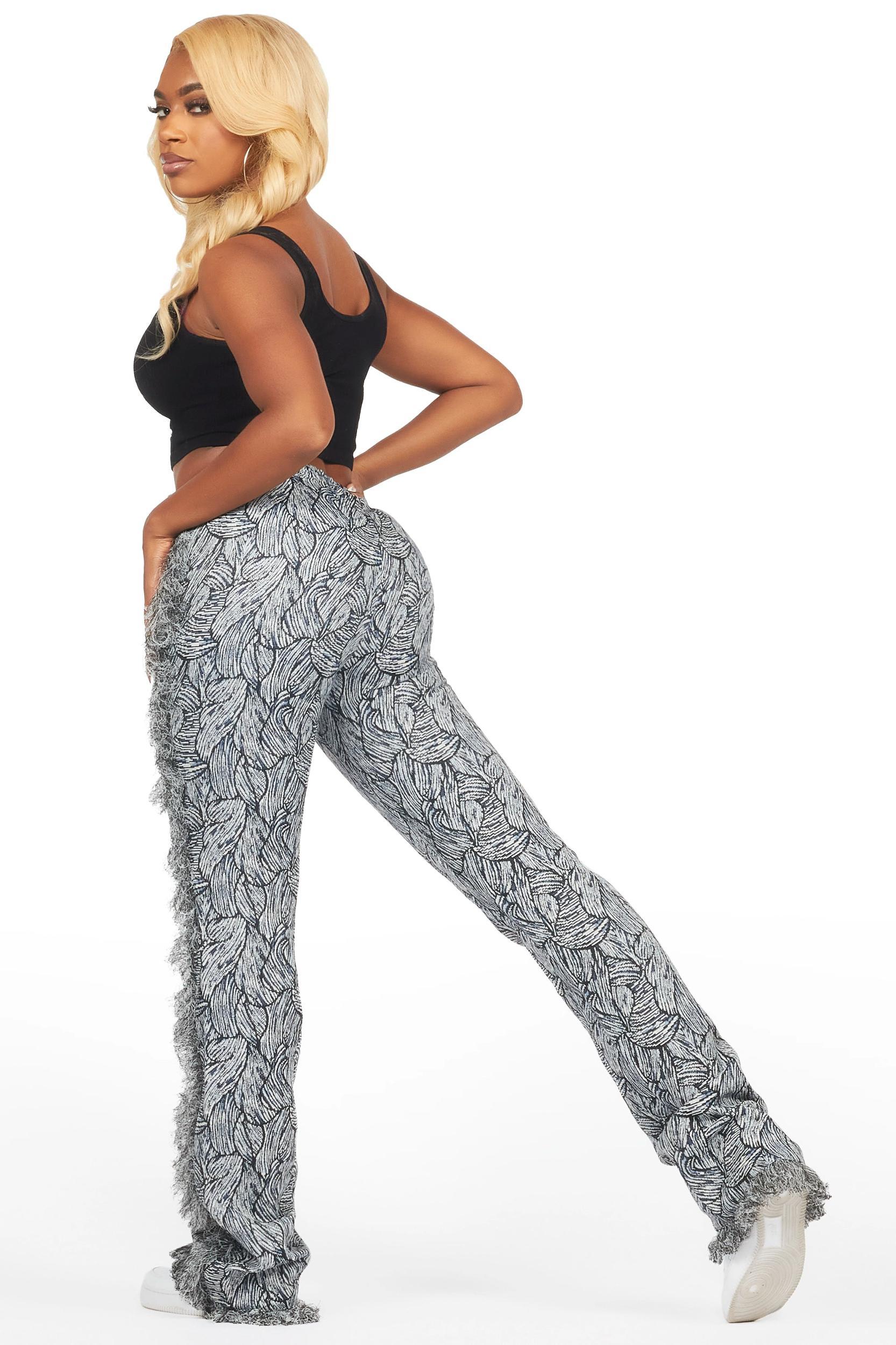 Syncere Navy Tapestry Stacked Pant Female Product Image