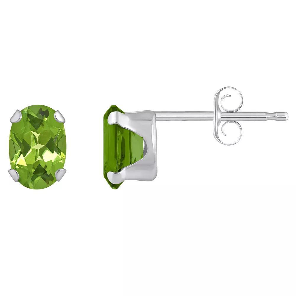 Celebration Gems 10k Gold Oval Peridot Stud Earrings, Women's, Yellow Product Image