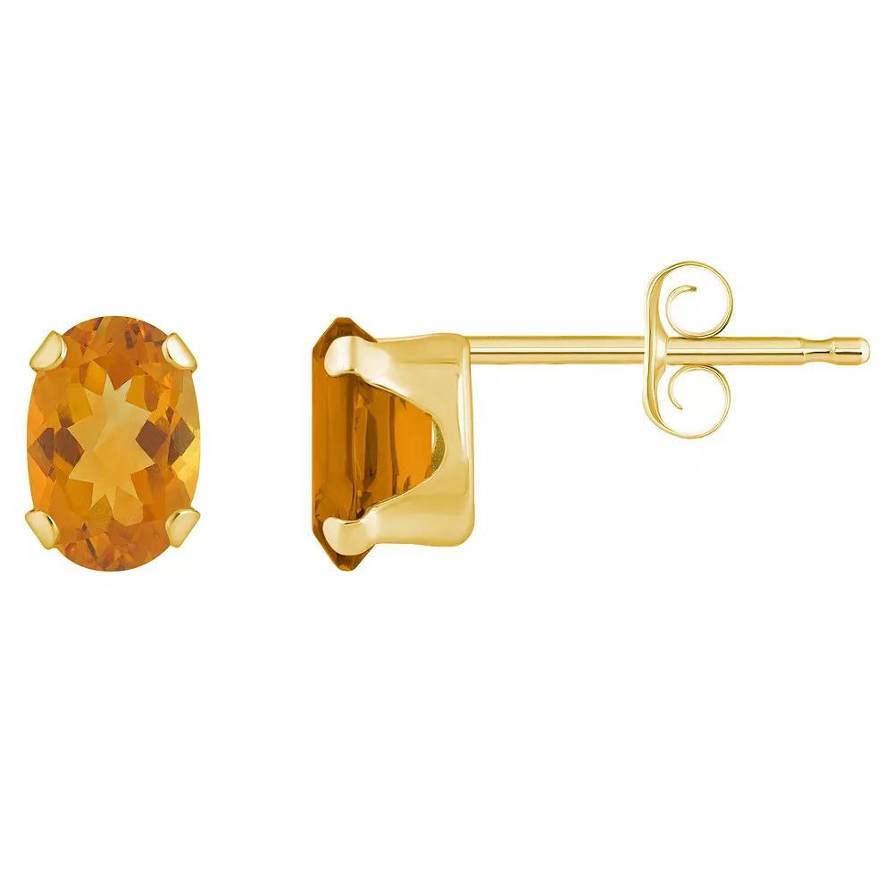Celebration Gems 10k Gold Oval Citrine Stud Earrings, Women's, Yellow Product Image