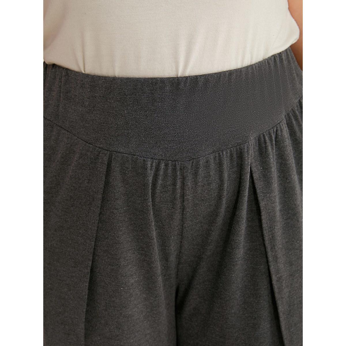 Plus Size Wideband Waist Tiered Wide Leg Pants Women DimGray Casual Wide Leg High Rise Dailywear Pants BloomChic 30/6X Product Image