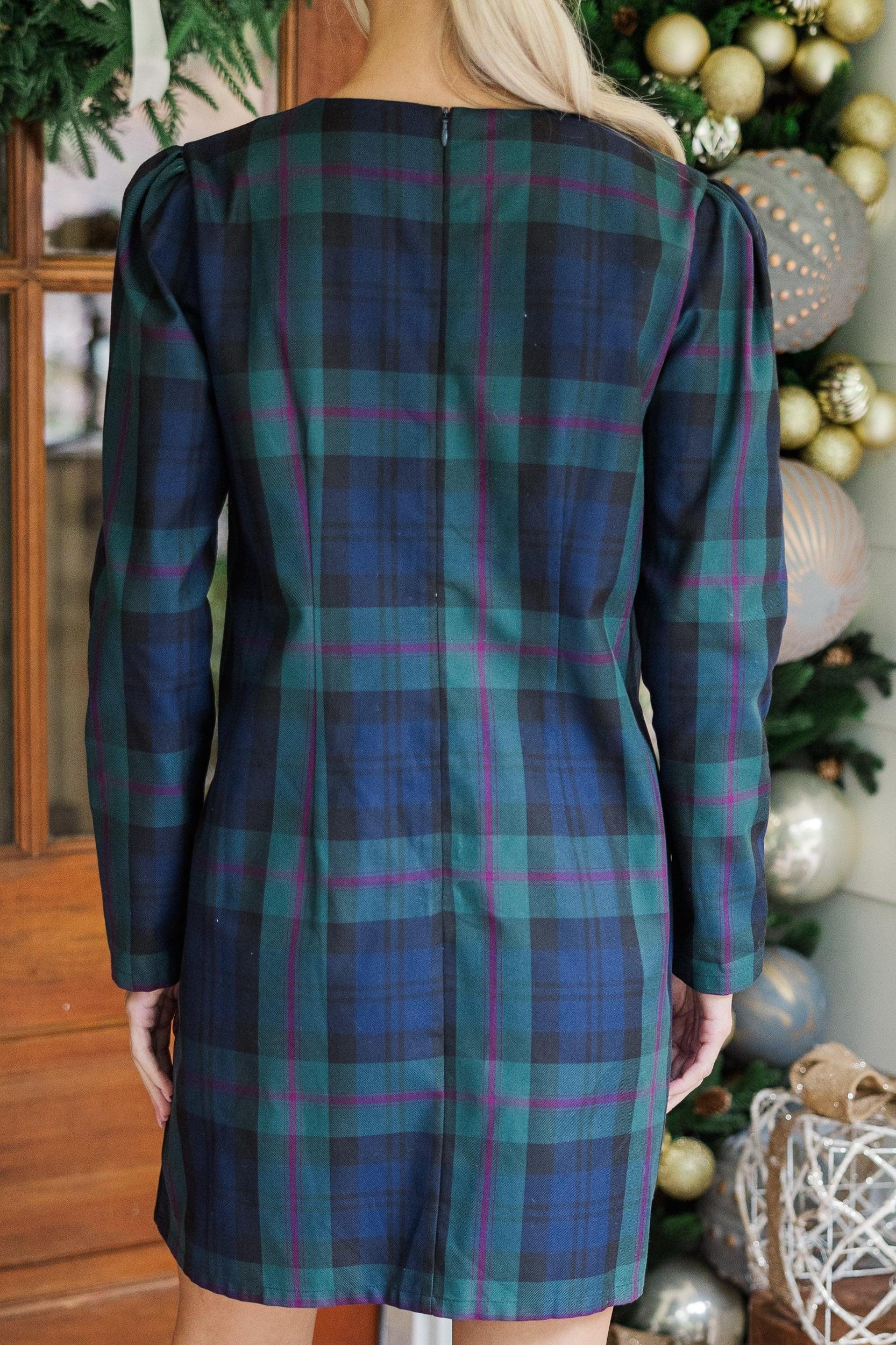 Warmest Wishes Navy Blue Plaid Dress Female Product Image