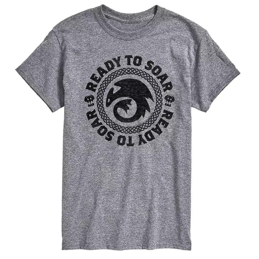 Mens How To Train Your Dragon Ready To Soar Graphic Tee Grey Gray Product Image