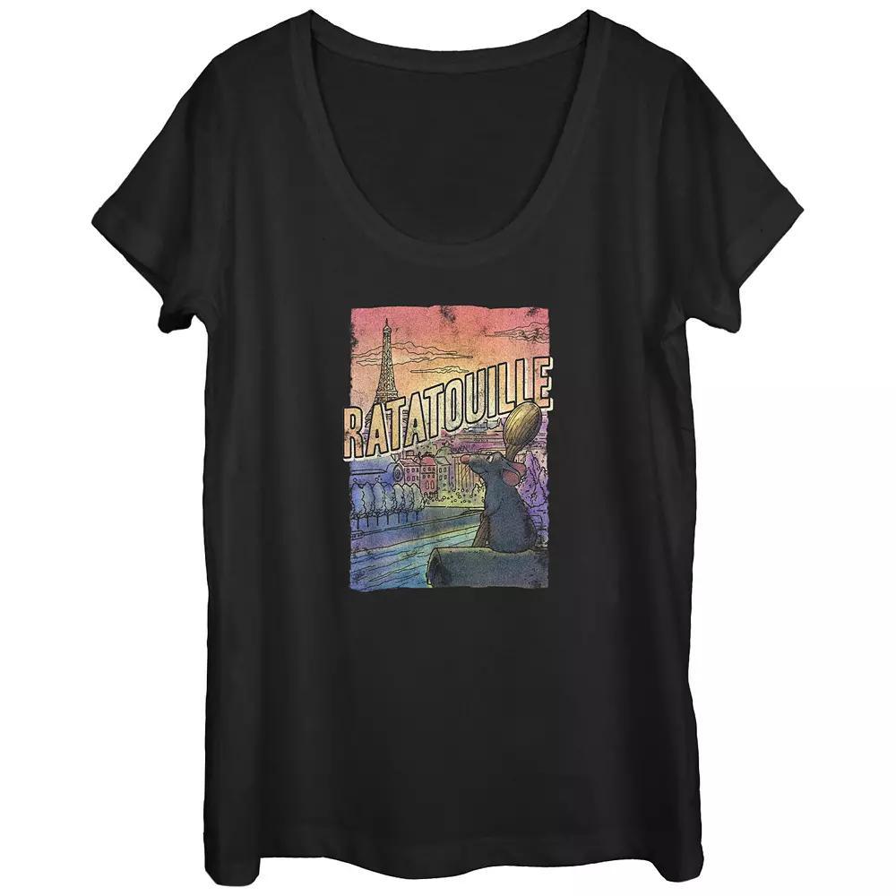 Disney / Pixar's Ratatouille Remi Overlooking Paris Scoop Neck Juniors' Graphic Tee, Women's, Size: XL, Black Product Image