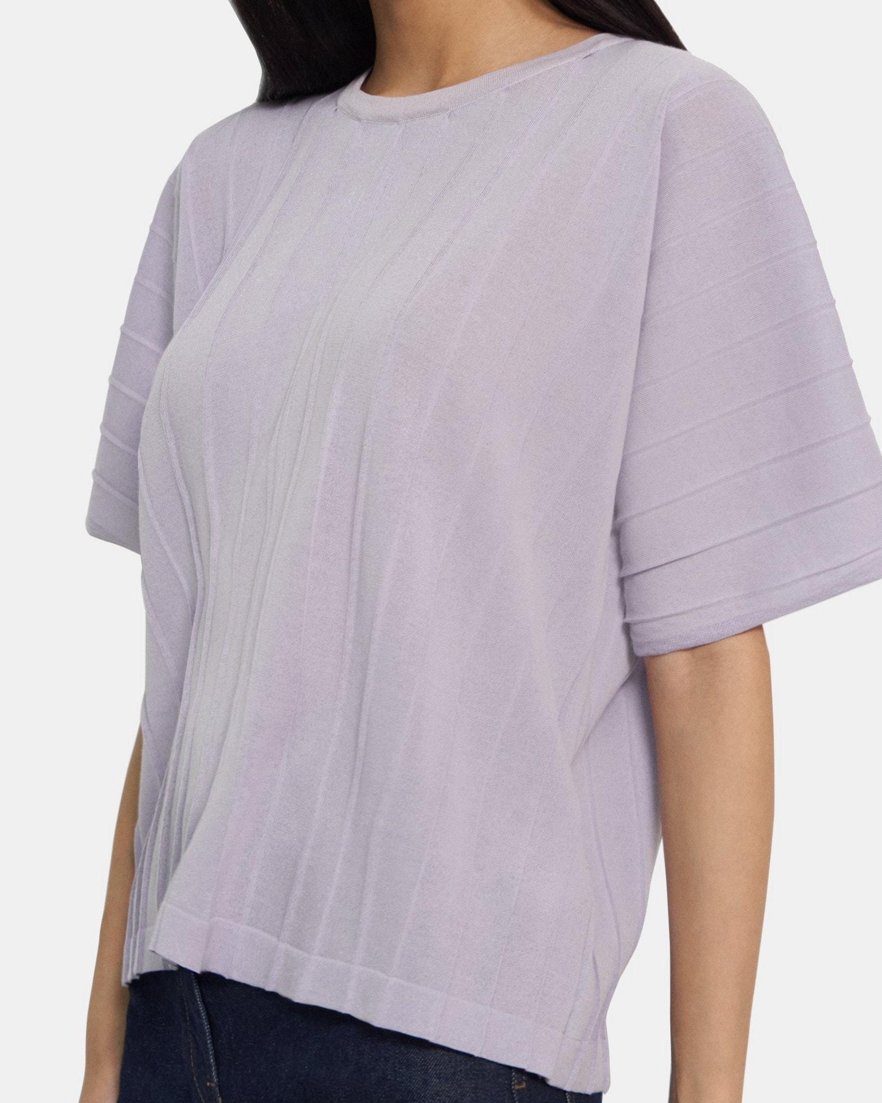 Pleated Short-Sleeve Sweater in Cotton Blend Product Image