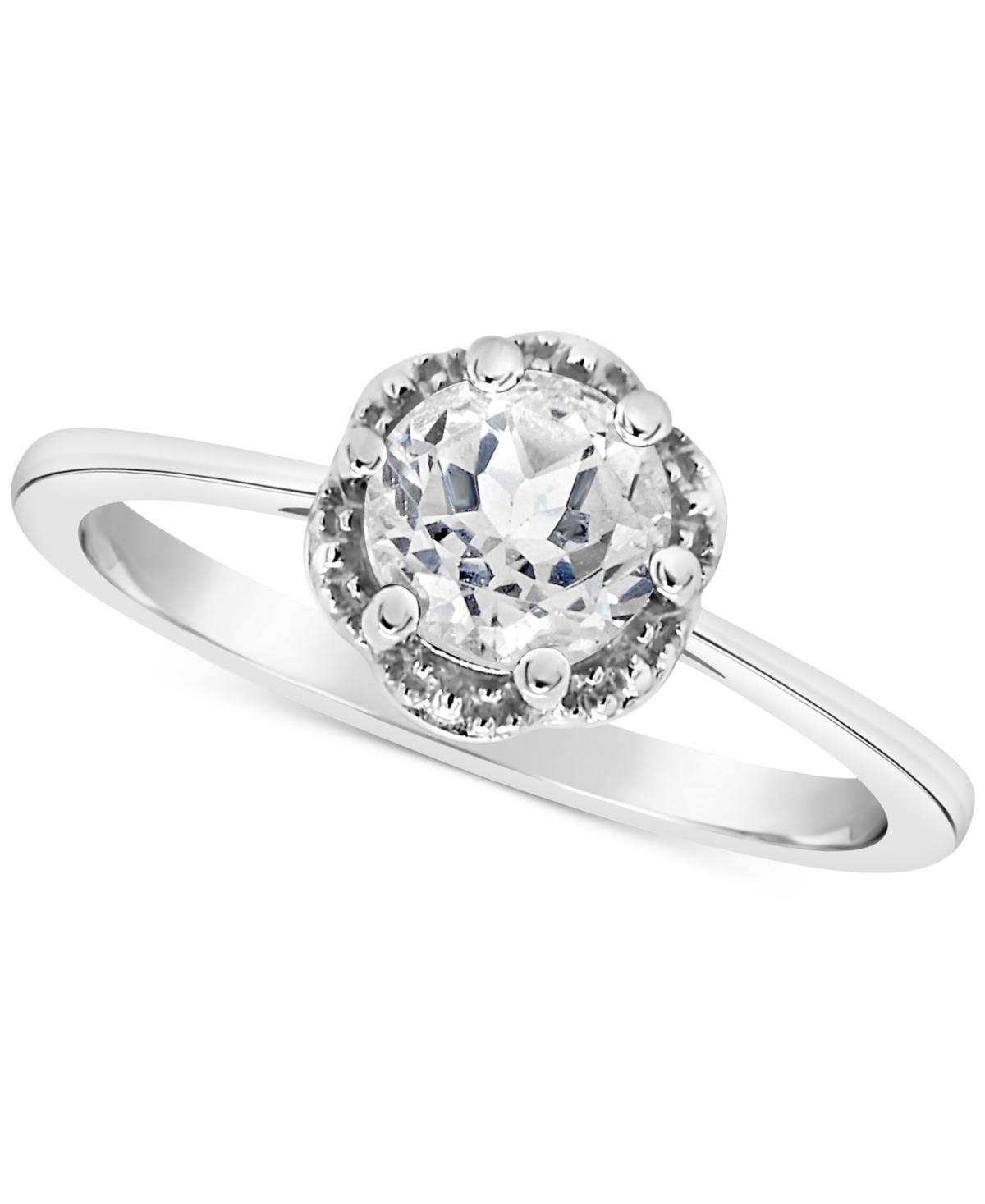 Celebration Gems Sterling Silver White Topaz Scalloped Frame Ring, Women's, Size: 9 Product Image