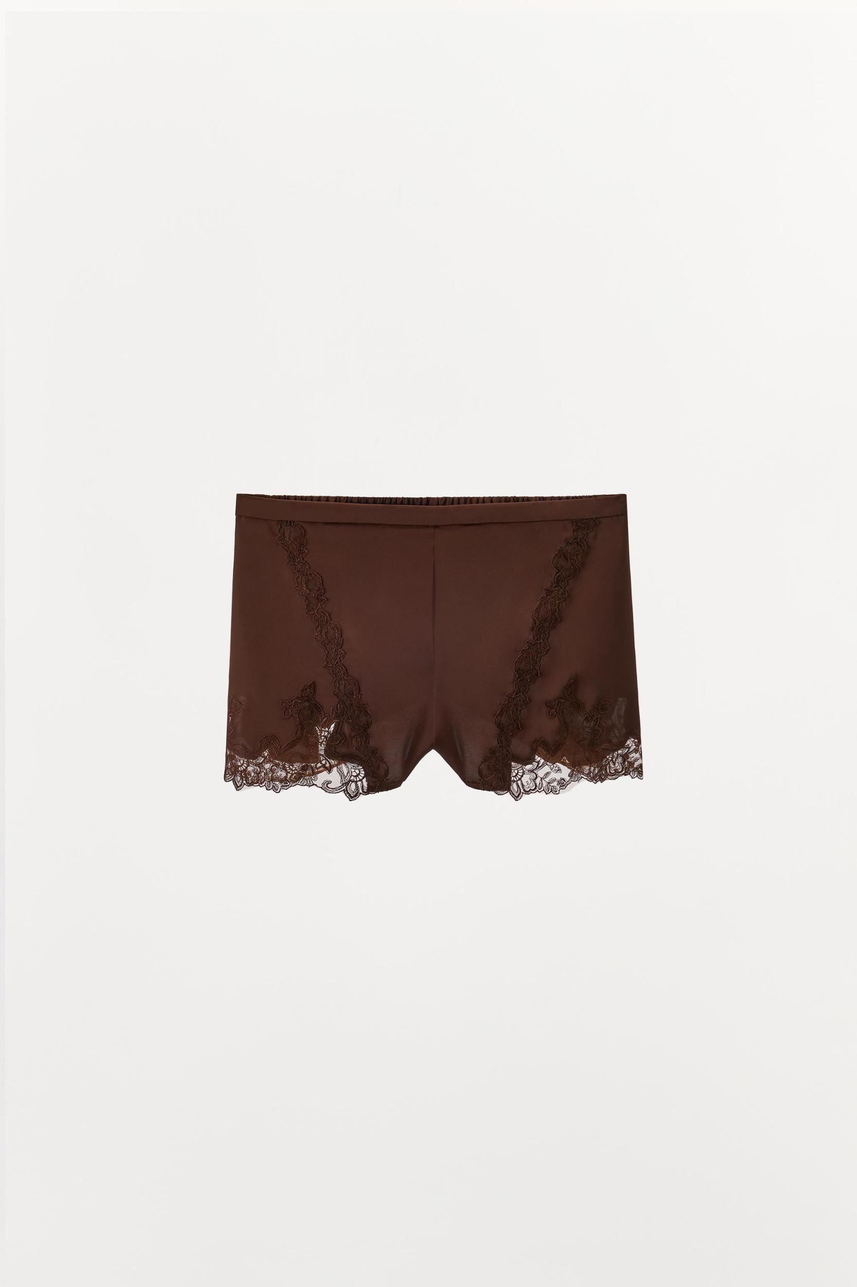 SATIN EFFECT EMBROIDERED LACE TOP Product Image