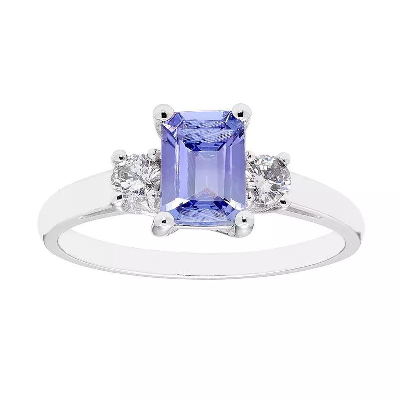 The Regal Collection 14k Gold Tanzanite & 1/5 Carat T.W. IGL Certified Diamond 3-Stone Ring, Womens Pink Product Image