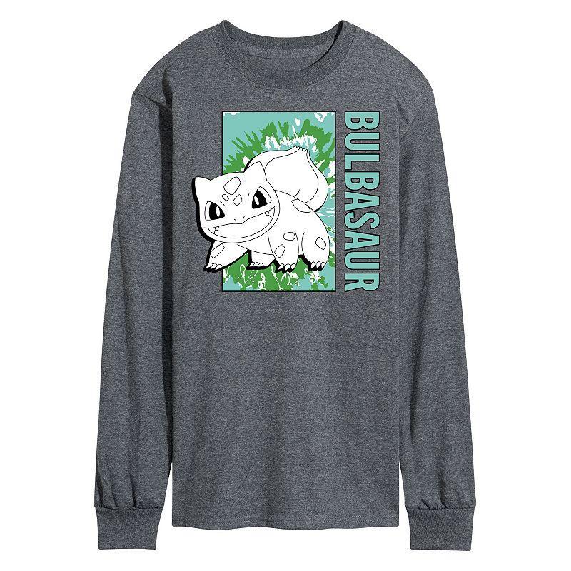 Mens Pokmon Tie Dye Bulbasaur Long Sleeve Graphic Tee Grey Heather Product Image