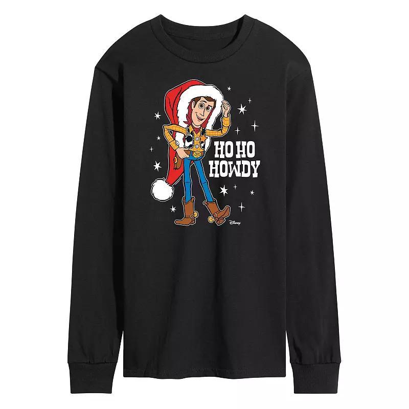 Disney / Pixars Toy Story 4 Woody Mens Ho Ho Howdy Long Sleeve Graphic Tee Blue Product Image