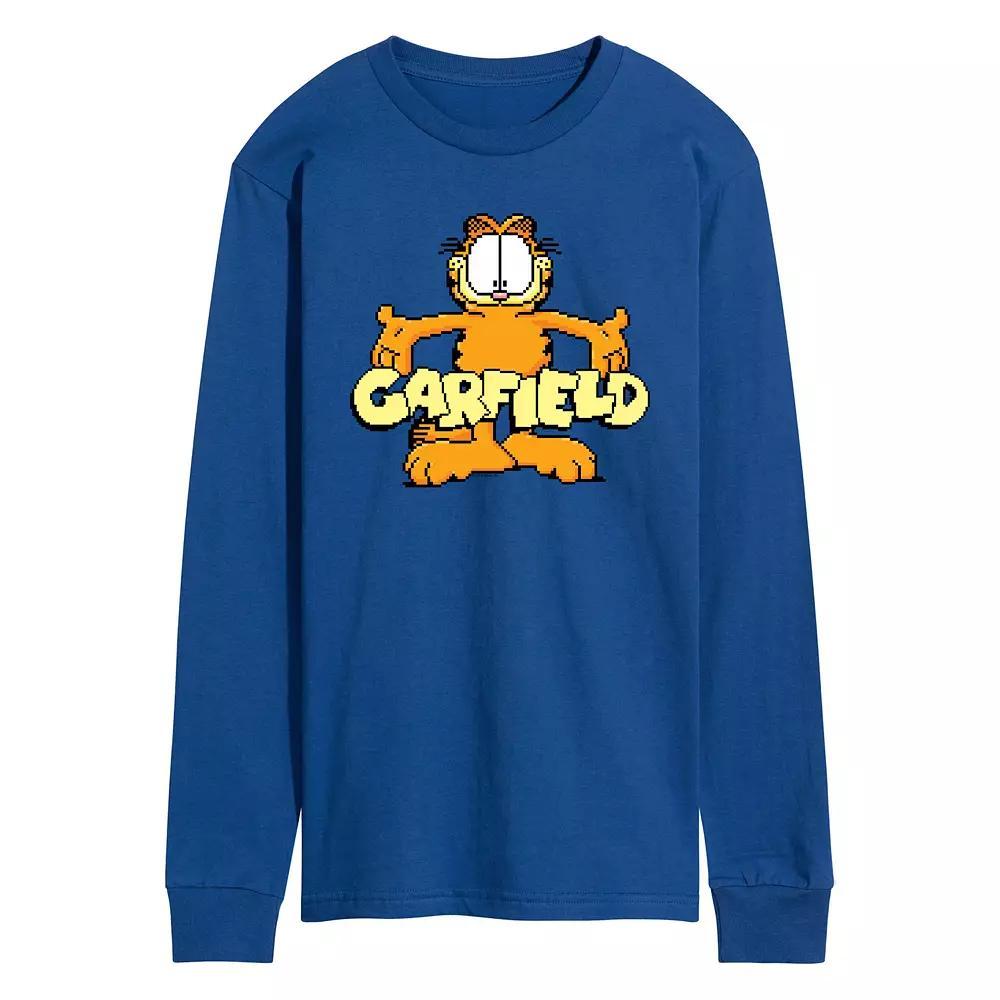 Men's Garfield Standing Logo Long Sleeve Graphic Tee, Size: Medium, Blue Product Image