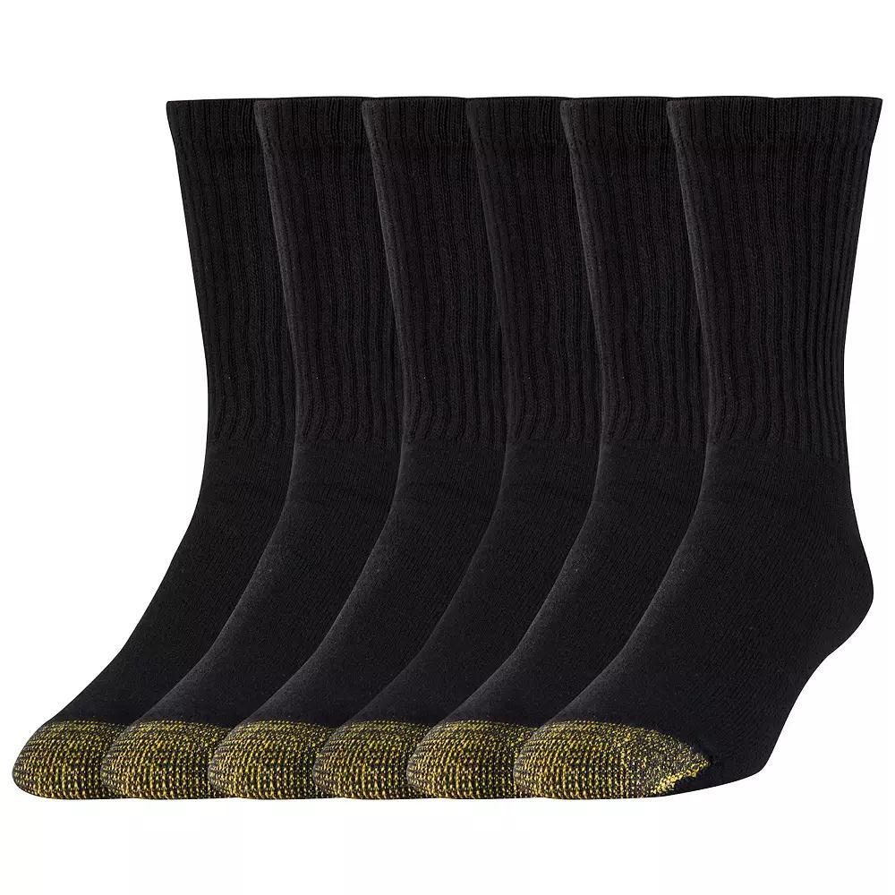 Men's GOLDTOE® 6-pack Short Crew Socks, Size: 6-12, Black Product Image