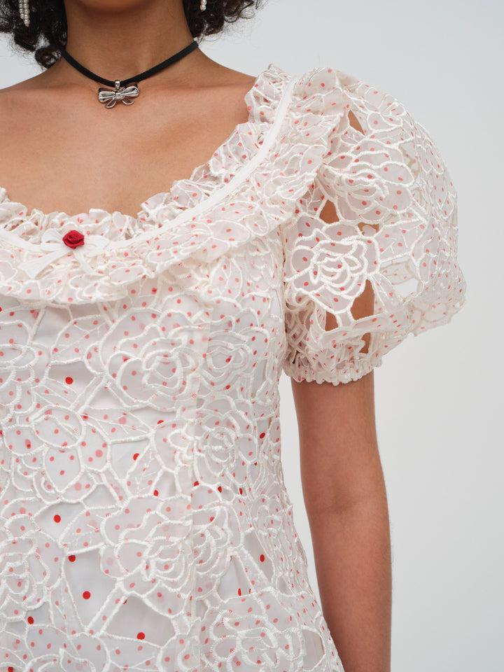Aphrodite Embroidered Mini Dress — White Product Image