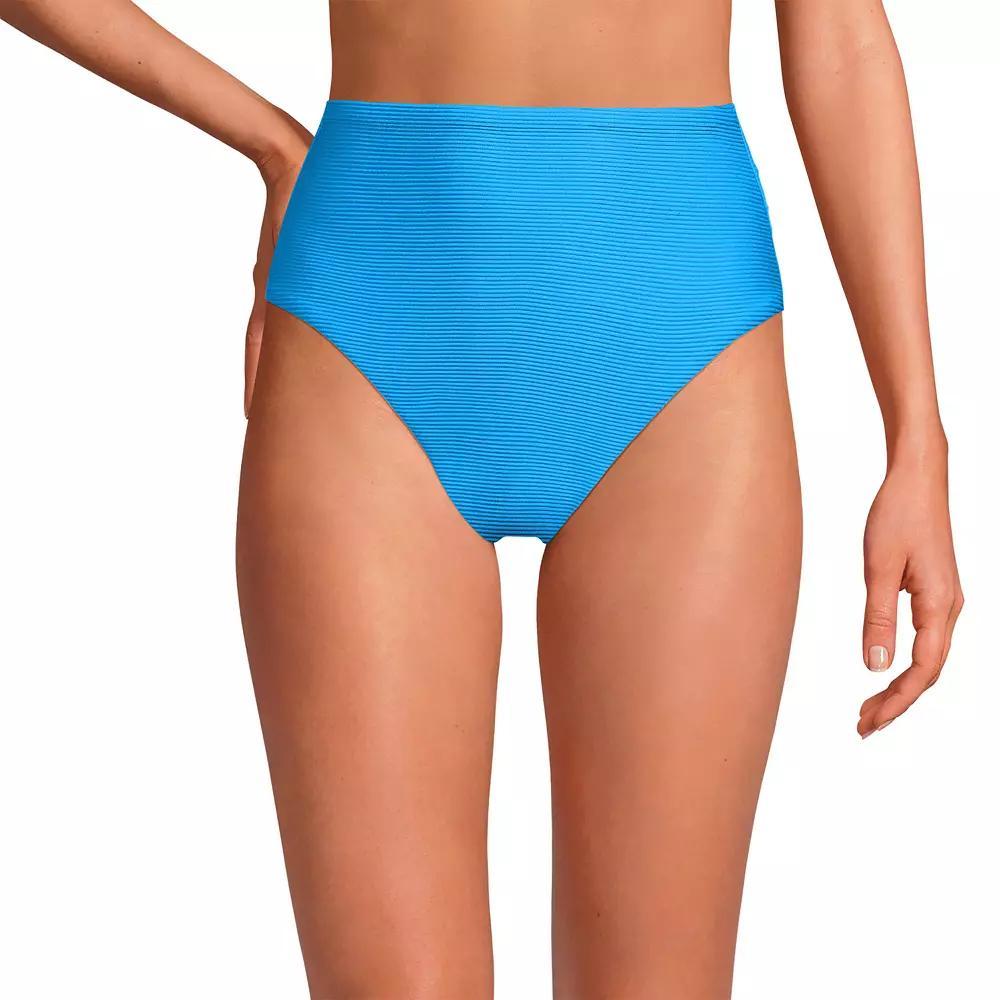 Women's Lands' End Ribbed Smoothing High Waisted Bikini Bottoms, Size: 16, Dark Red Ottoman Product Image