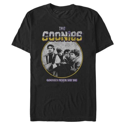 Men's The Goonies Never Say Die Distressed  Graphic T-Shirt in Black at Nordstrom, Size X-Large Product Image