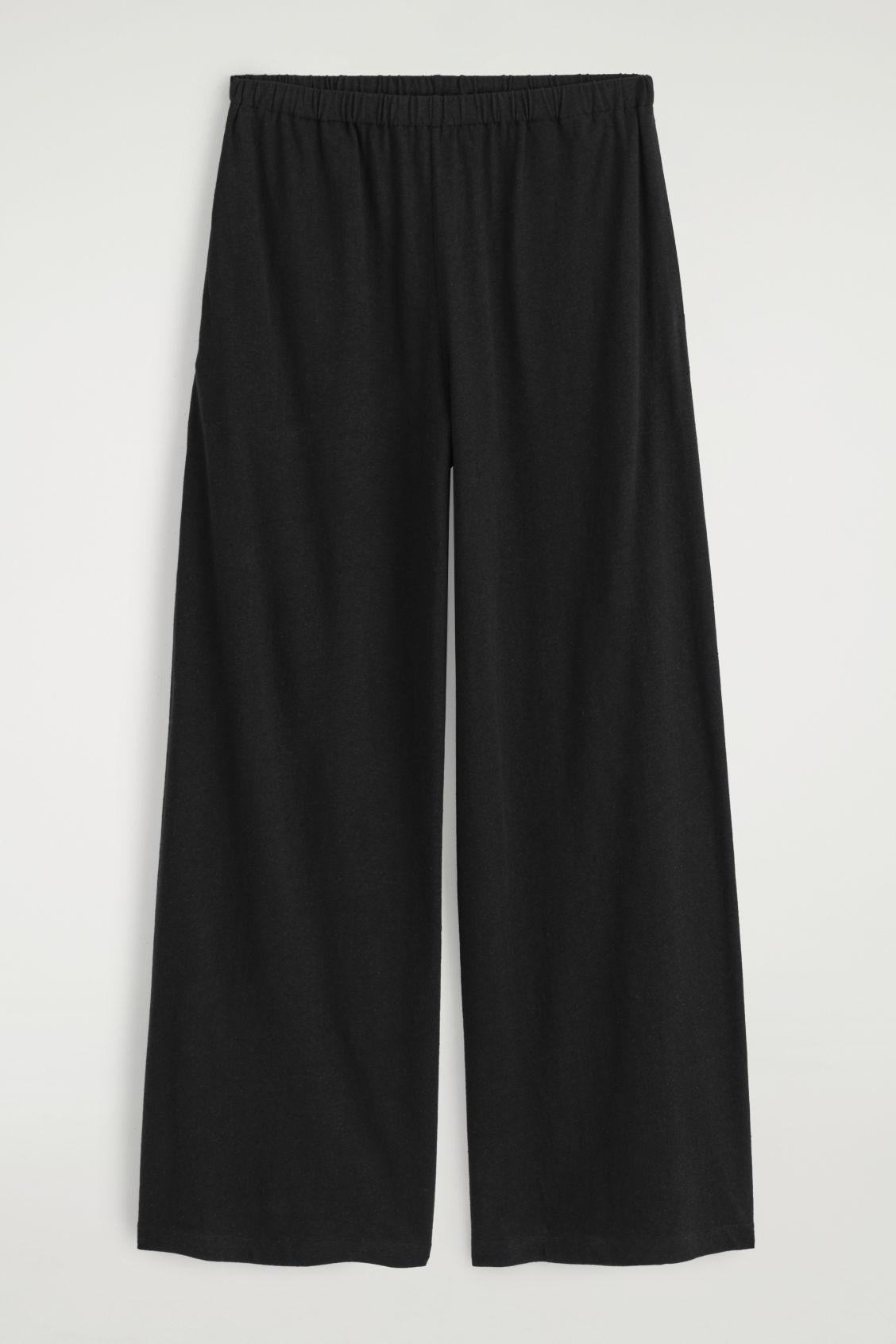 COTTON-LINEN WIDE-LEG TROUSERS Product Image