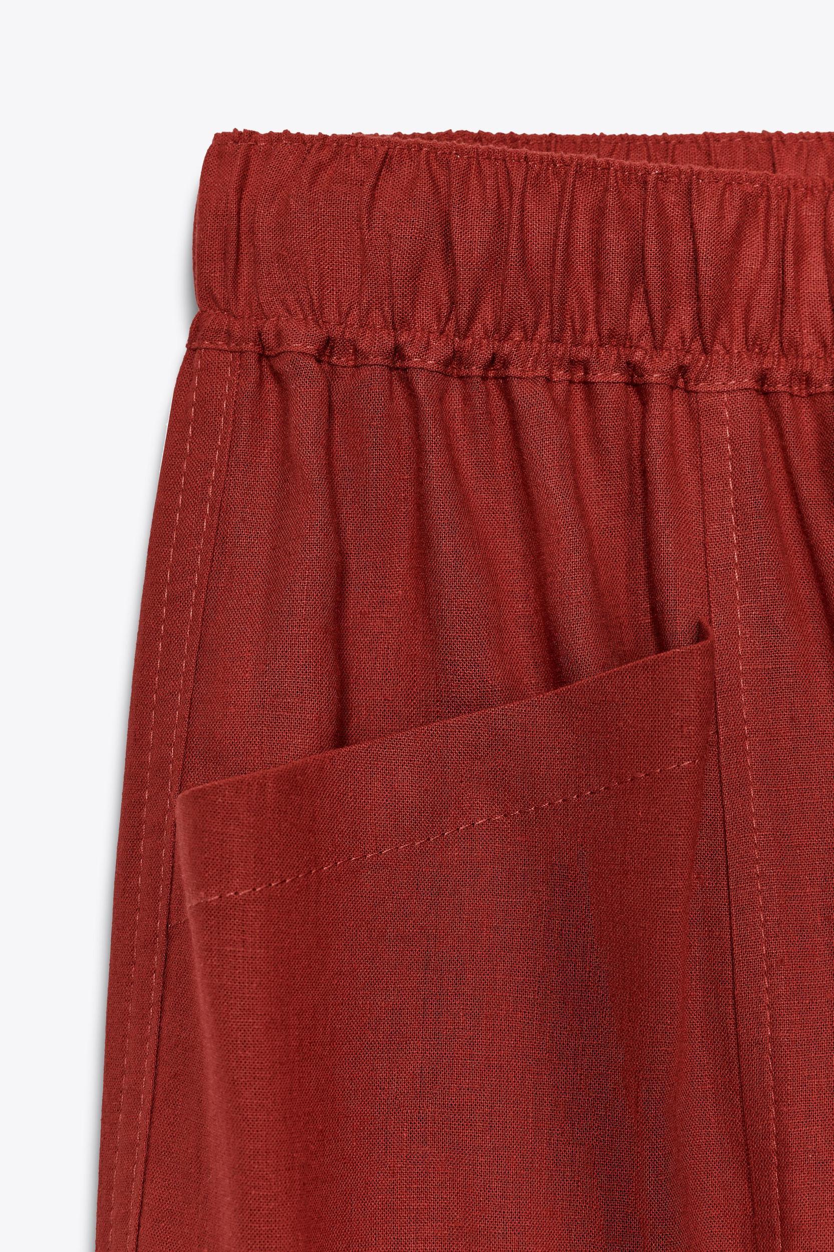LINEN BEADED DRAWSTRING PANTS Product Image